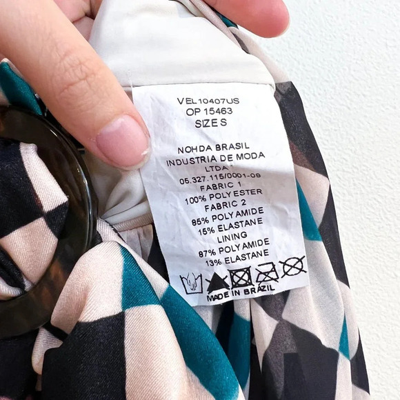 Patbo Check Printed Teal Multi One Shoulder Knee Length Beach Midi Dress S NWT - Picture 5 of 10